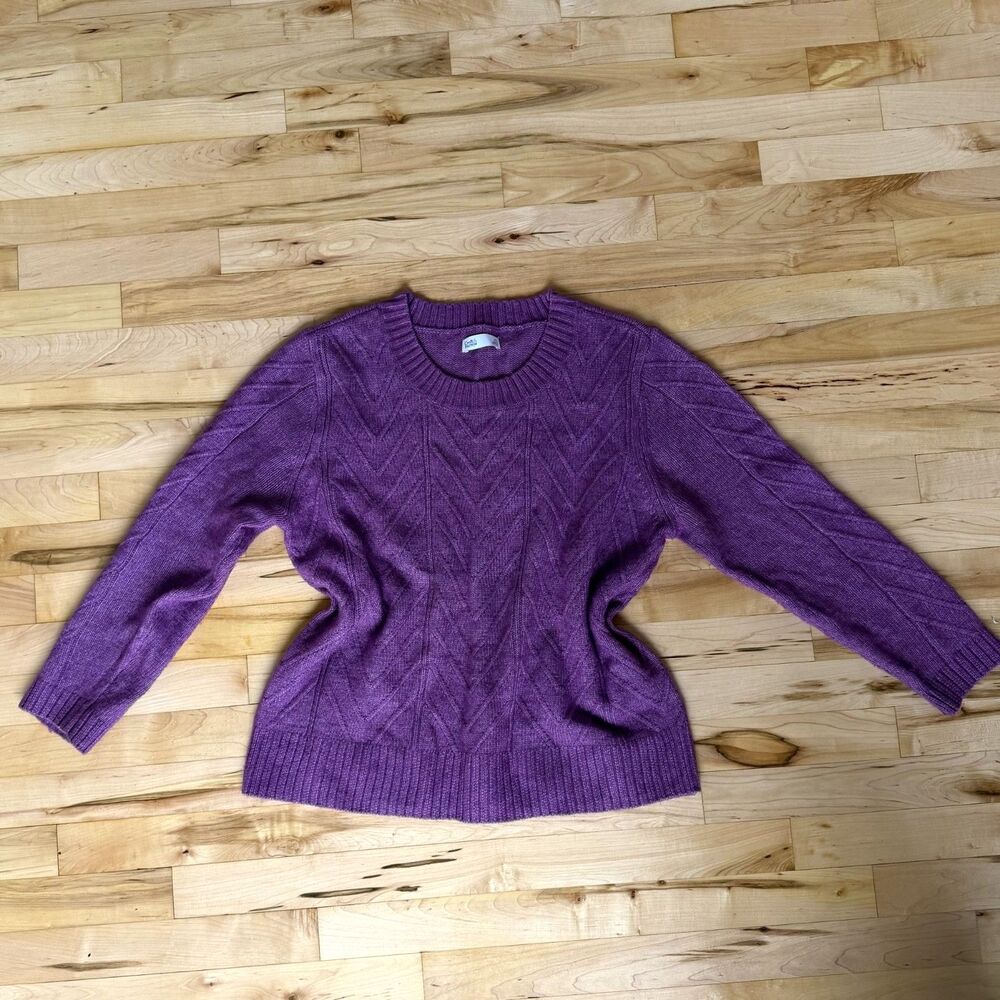 Cozy Preppy Purple Cable Knit Chevron Sweater